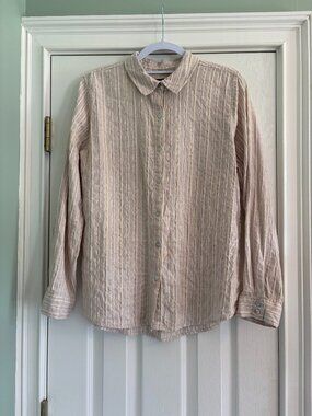 Jones & Co. Large Long Sleeve Button Up Linen Shirt